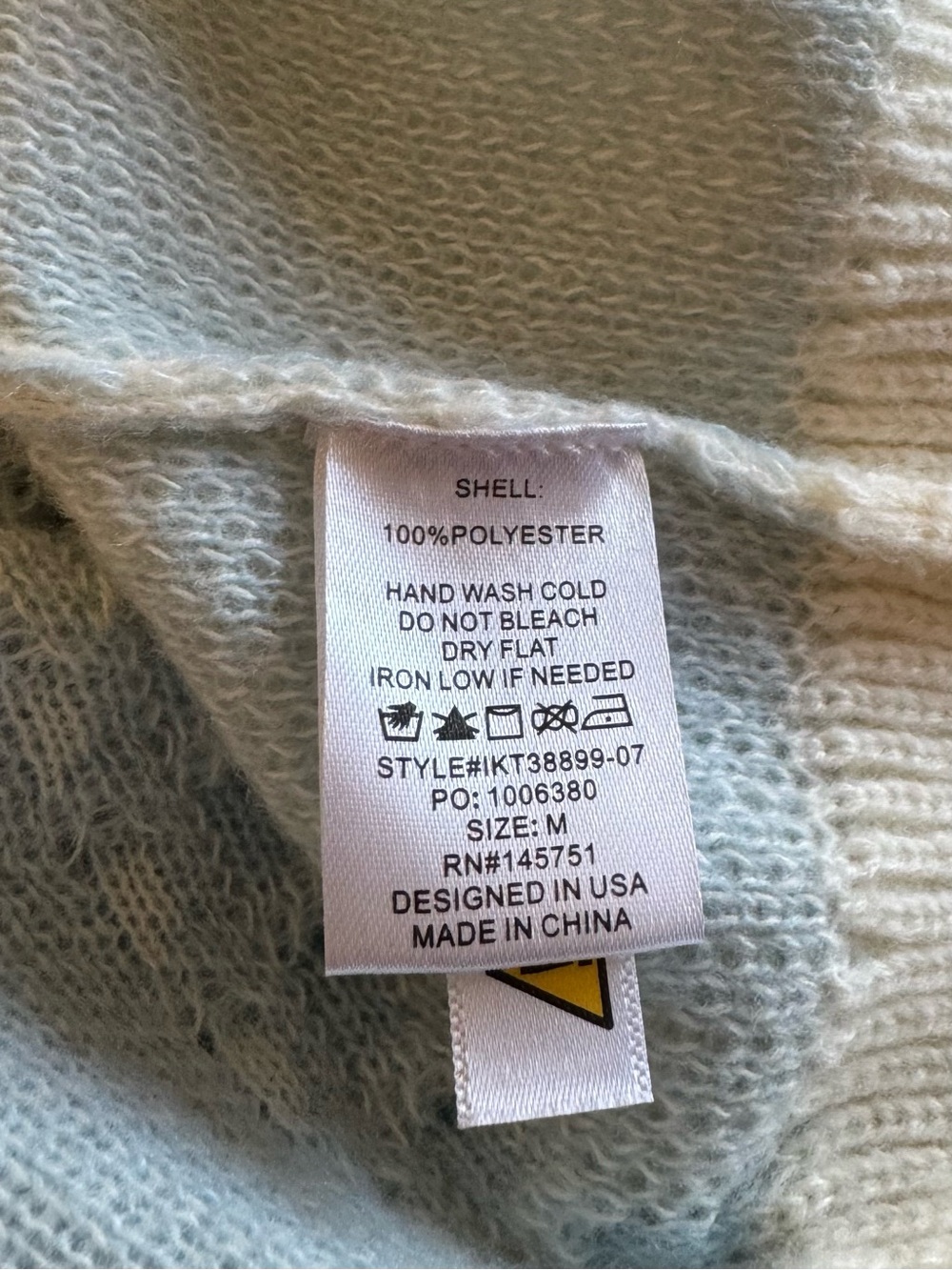 Peach Love California Powder Blue & Cream Checkered Cropped Sweater - Picture 5 of 5